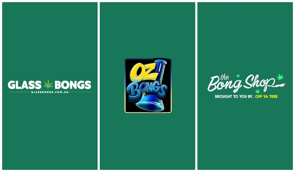 Three Australian bong shop logos