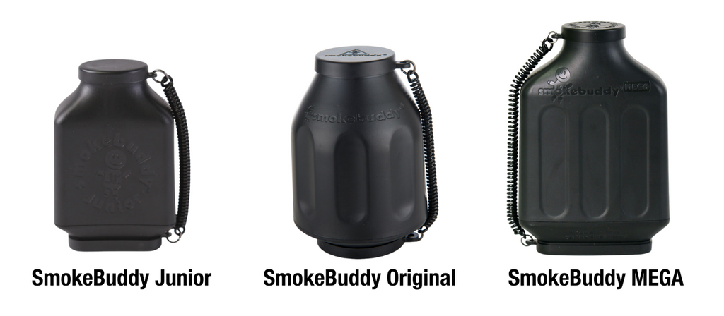 Three different sizes of Smokebuddy Personal Air Filters