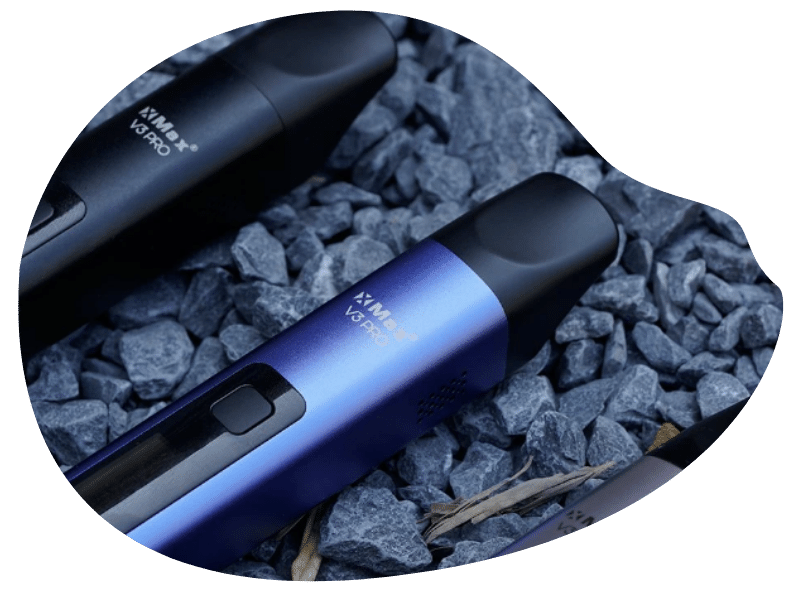 Two XMAX V3 Pro Vaporizers In Black and Blue