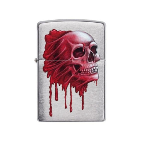 Zippo Red Skull Brushed Chrome Lighter