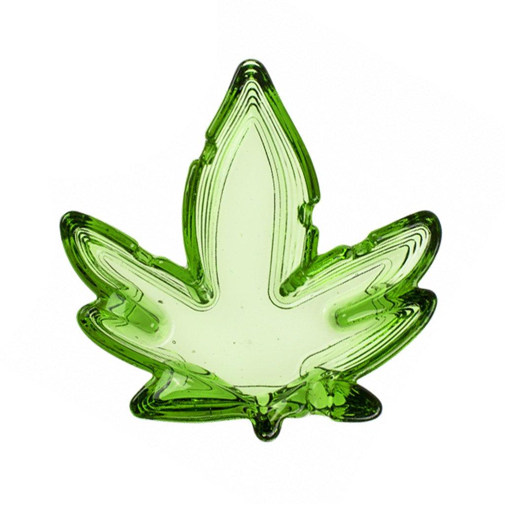 Weed Leaf Green Glass Ashtray
