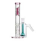 Bud Straight Tube Bong Bundle-Pink-Showerhead-Ash-Catcher-Teal