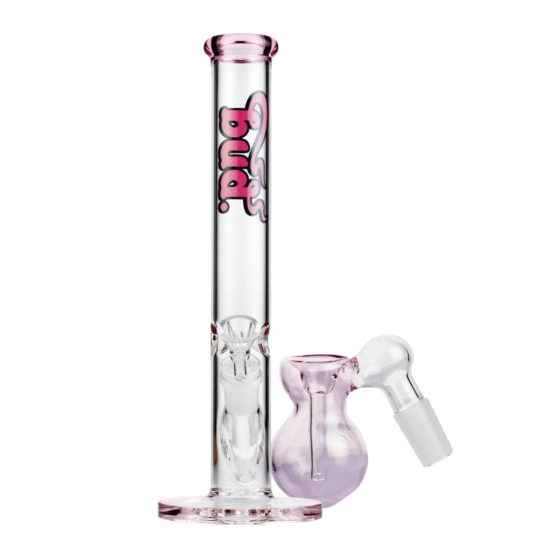 Bud Straight Tube Bong Bundle-Pink-Bulb-Ash-Catcher-Pink