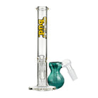 Bud Straight Tube Bong Bundle-Clear-Bulb-Ash-Catcher-Teal