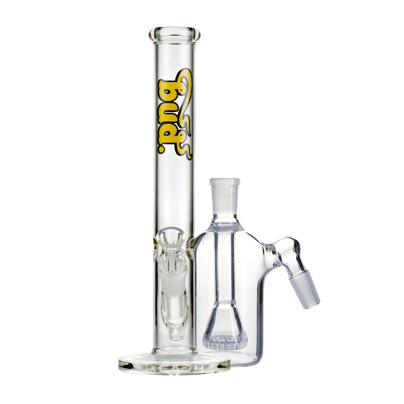 Bud Straight Tube Bong Bundle-Clear-Showerhead-Ash-Catcher-Clear