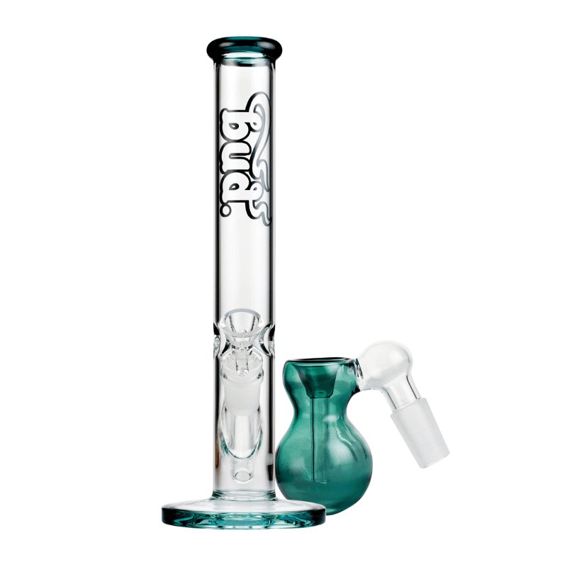 Bud Straight Tube Bong Bundle-Teal-Bulb-Ash-Catcher-Teal