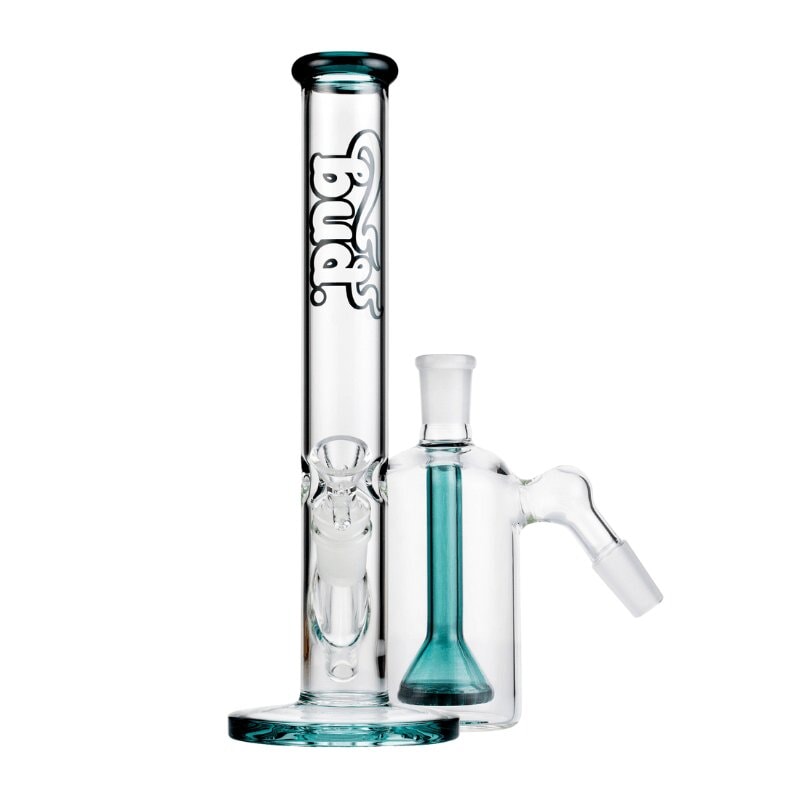 Bud Straight Tube Bong Bundle-Teal-Showerhead-Ash-Catcher-Teal